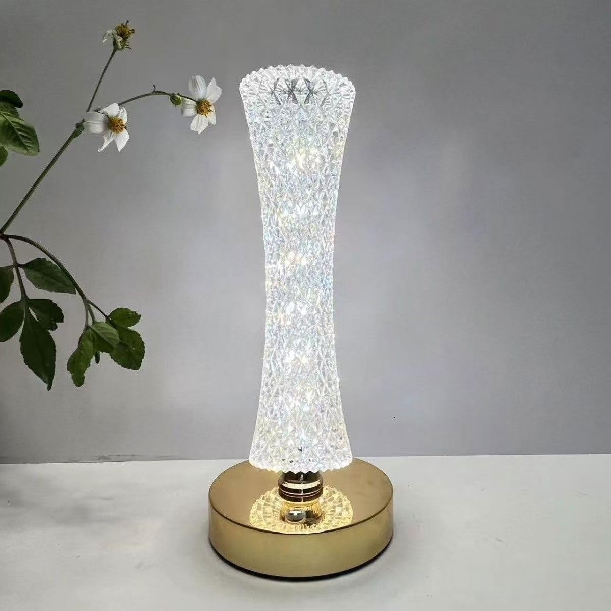 Lampka biurkowa Kryształowa lampa biurkowa, prosta dekoracja biurka w sypialni, prezent urodzinowy Lampka nocna