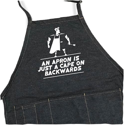 An Apron is Just A Cape Funny Apron  BBQ Gifts for Men  One Size Fit & Pockets BBQ Apron  Mens Aprons for Grilling