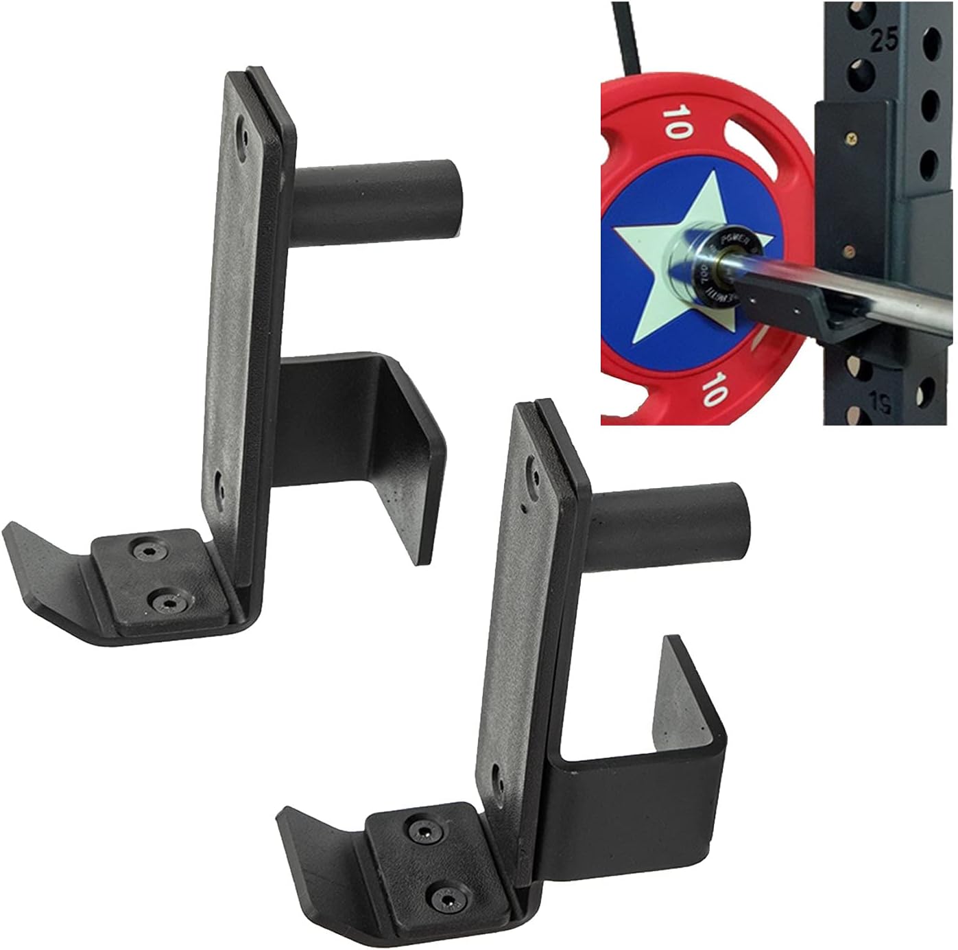 ZOVOTA J-Hooks Barbell Holder for Power Rack J-Cup Weight Rack Fit 3x3 inch Power Cages Square Tube (3x3 inch) : Sports & Outdoors