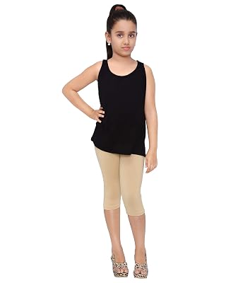 Robinbosky Premium Girls Capri Beige Skinny Fit Leggings (6-12 Months (16) Skin)