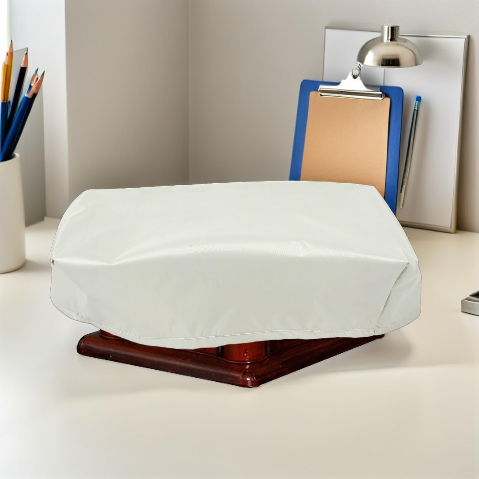 Angoily Housse Anti-poussière Protection pour Platine Vinyle Vintage Beige en Tissu Oxford pour Tourne-disque Résistante aux Rayures et Portable en Salon ou Chambre