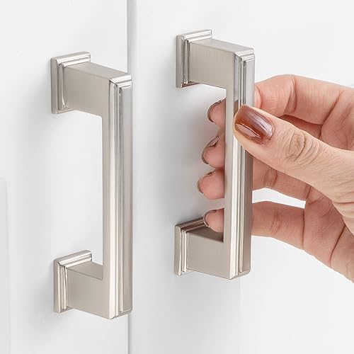 Vista 103 de Paquete de 10 tiradores de gabinete de 6-1/4 pulgadas, tiradores negros mate para gabinetes, accesorios de cocina negros para gabinetes, cajones