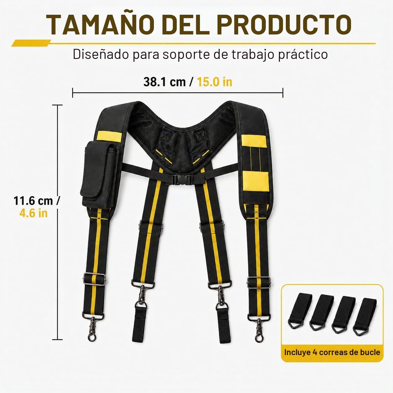 Tirantes de Cinturón de Herramientas, Ajustable Tirantes de Trabajo en Forma de X con Acolchados y Bolsillo, para Carpintero, Electricista