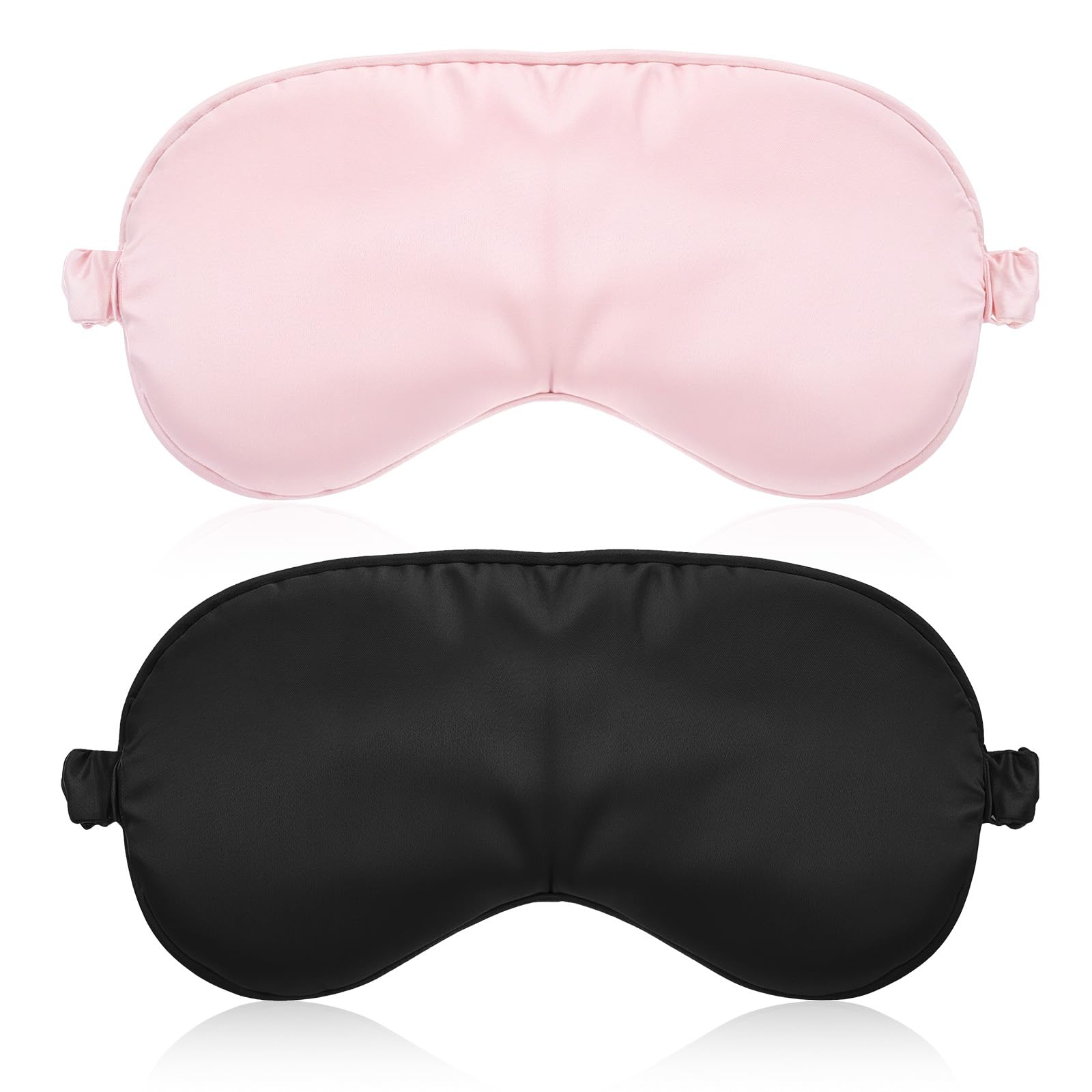 Jeffdad Sleep Mask 2 Pack Silk Cover Eye Contour Zero Pressure Blindfold with Adjustable Eye Sleep Shade Covers