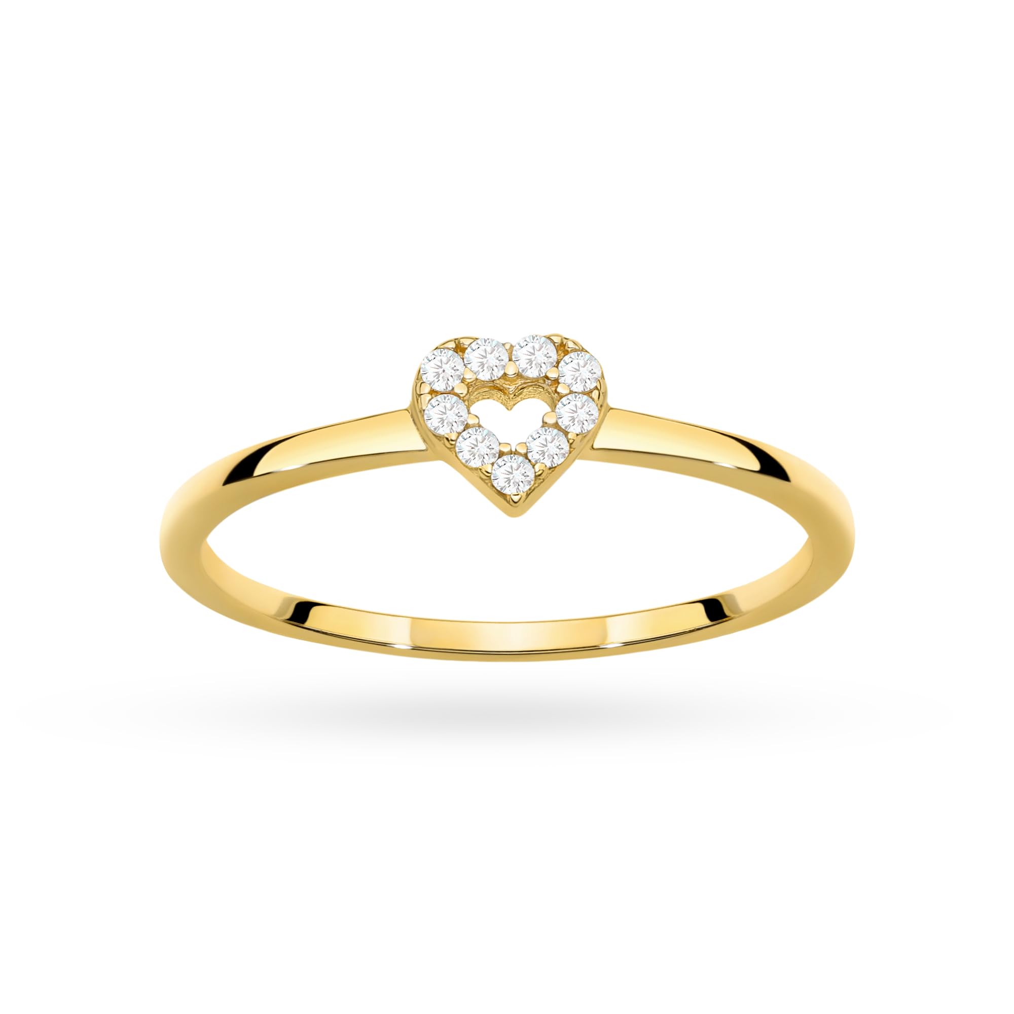 MARKO Goldring Damen 333 Echtgold Herz mit 9 weißen Steinen – zarter Damenring aus 8 Karat Gelbgold, romantischer Promise Ring, Verlobungsring Damen, Goldschmuck Damen