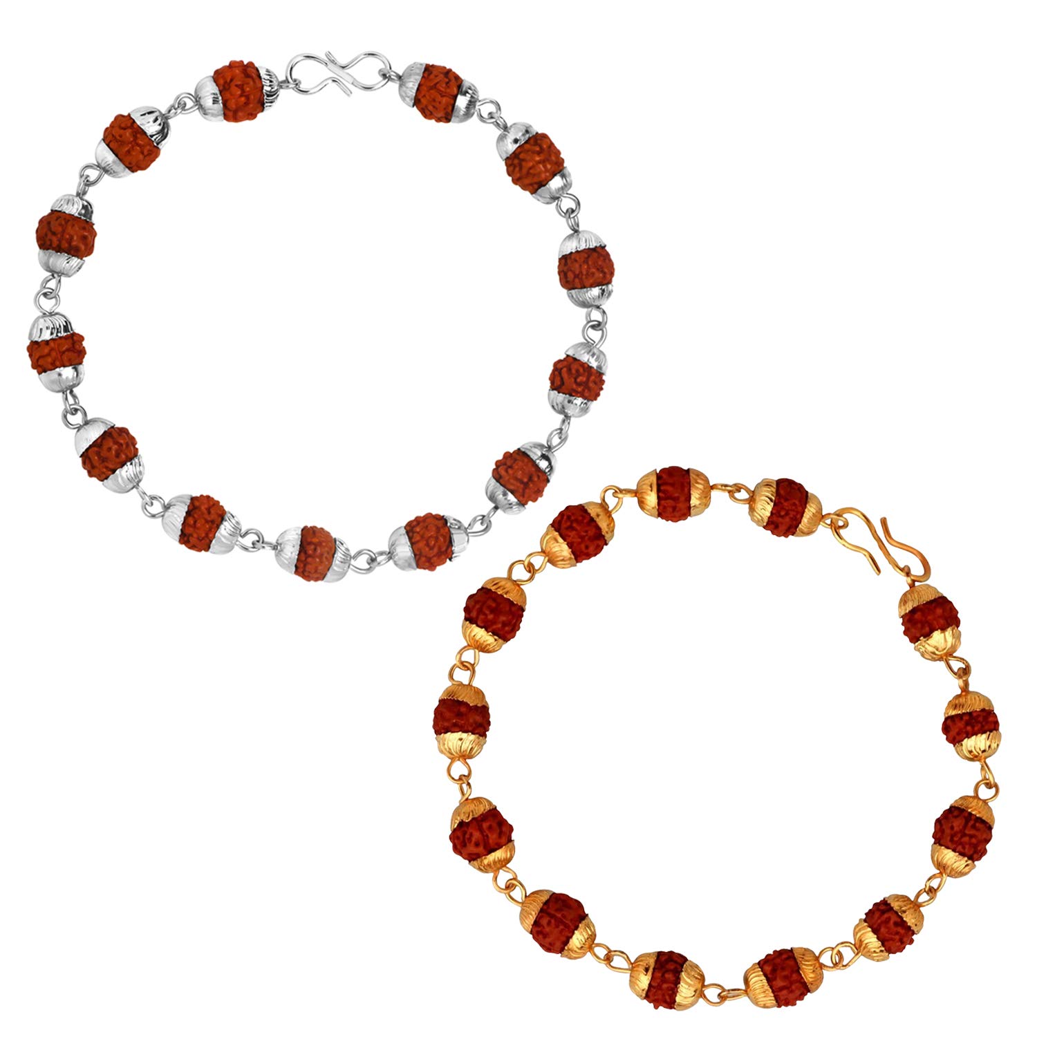 Mahi Combo of Rudraksha Bracelet with Golden and Silver Color Cap for Men (CO1105179M) (B08Y8J9C11) Amazon Price History, Amazon Price Tracker