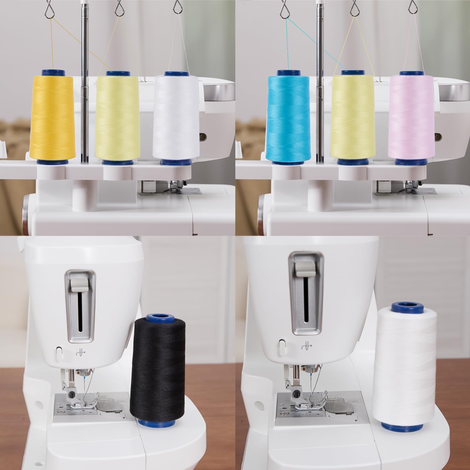 Cônes de fil de surjeteuse de 2744 m chacune, bobines de fil en polyester 40S/2 pour surjeteuse, matelassage, merrow, pièces, broderie à la main