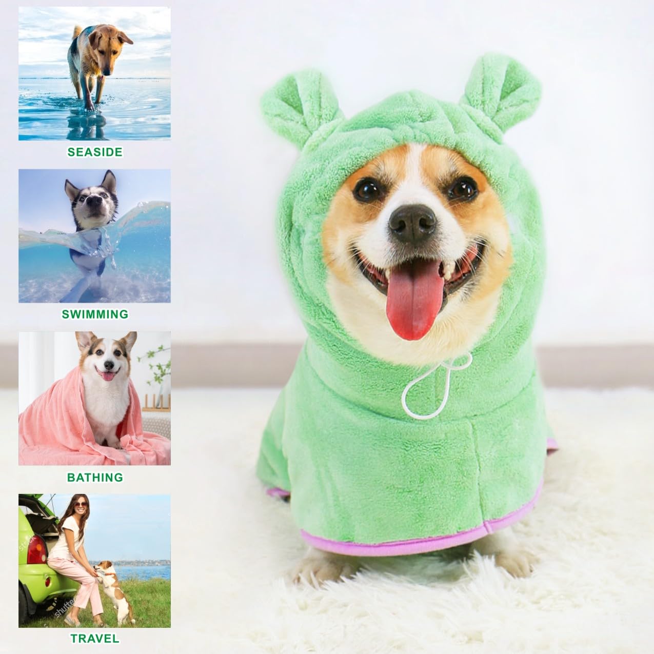 Accappatoio per Cani in Microfibra - Asciugamano Morbido e Assorbente per Animali - Cappotto da Bagno per Cane
