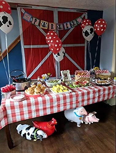 Miniatura 5 de Borang Paquete de 6 globos de animales que caminan con animales de granja, fiesta de cumpleaños, decoración de fiesta de barbacoa (piñón, pato,