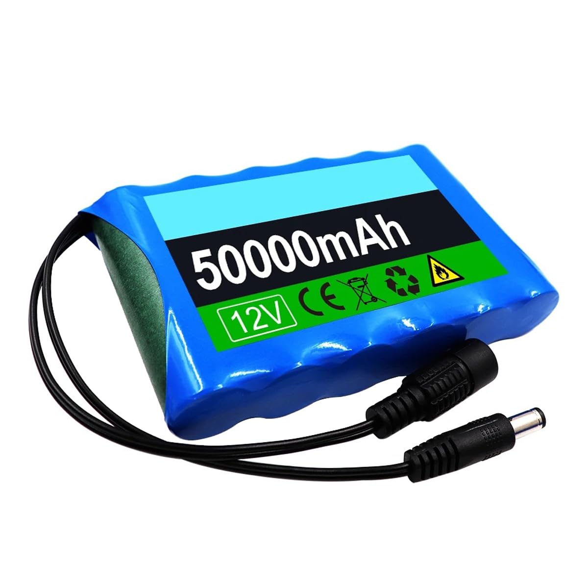12 V 50000 mAh Lithium-Batterie 3S2P wiederaufladbarer Li-Ionen-Akku, integriertes BMS mit DC 12,6 V Ladegerät für elektrische Geräte, Ersatzbatterie, Ersatzakku