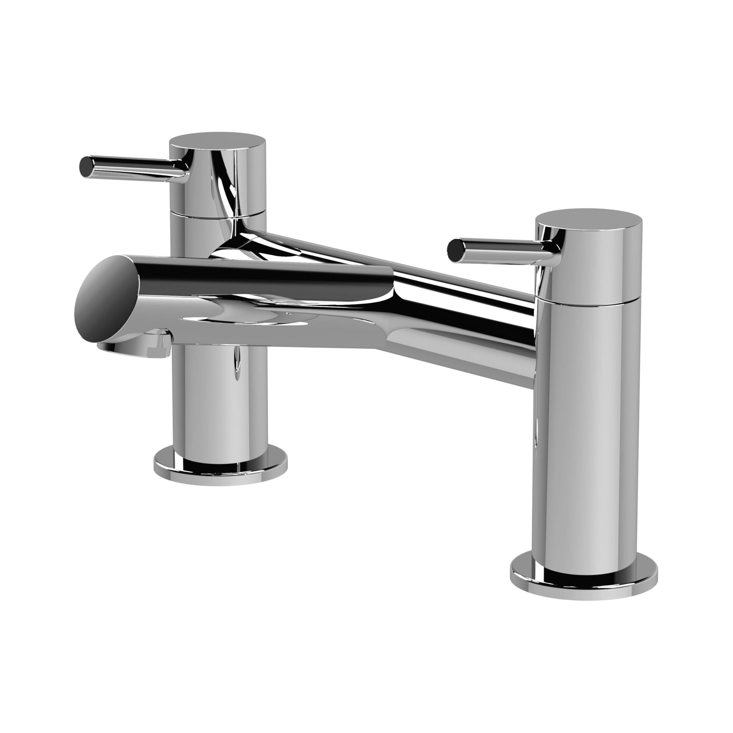 Balterley Bath Filler Tap, Deck Mounted Bathroom Tap Mixer Filler with Dual Lever Handles, Round Body Bathroom Taps, Round Spout Waterfall Bath Mixer Taps - 228 x 156 x 119 mm (Chrome)