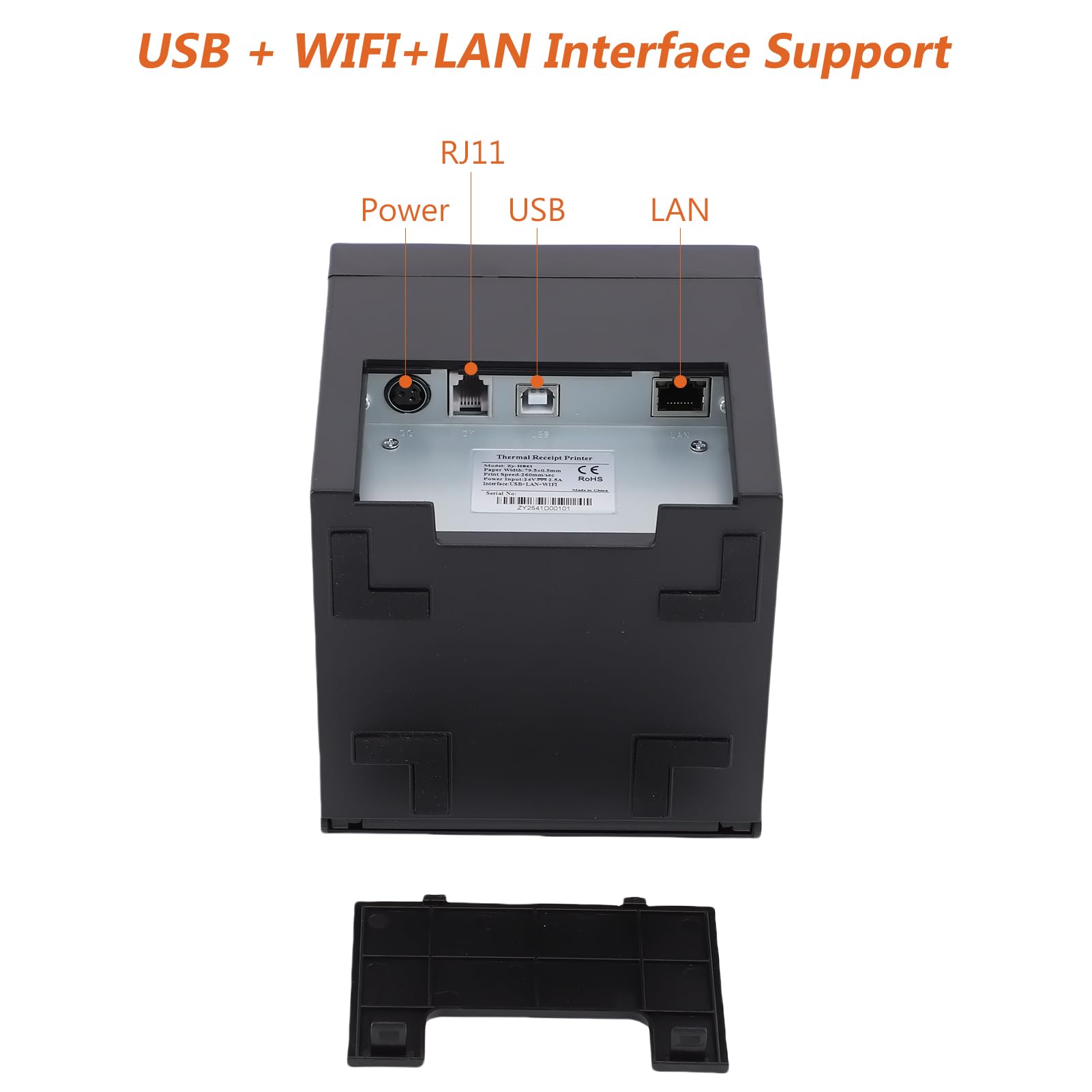 Bisofice Bondrucker 80mm Thermobondrucker Belegdrucker POS Drucker unterstützt ESC/POS, automatisches Schneiden(260mm/s, USB+WiFi+Ethernet)