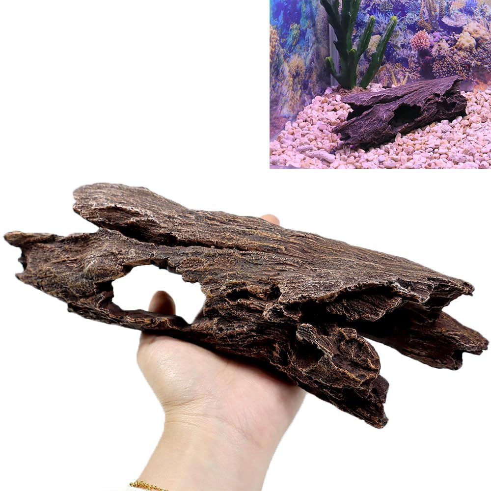 AIGOUT Aquarium Decorations Hobbit Castle Fish Tank Accessories Betta Toys Decoration for Aquarium Scene Arrangement Ornaments Fish Tank Resin Decorate (M-trunk)