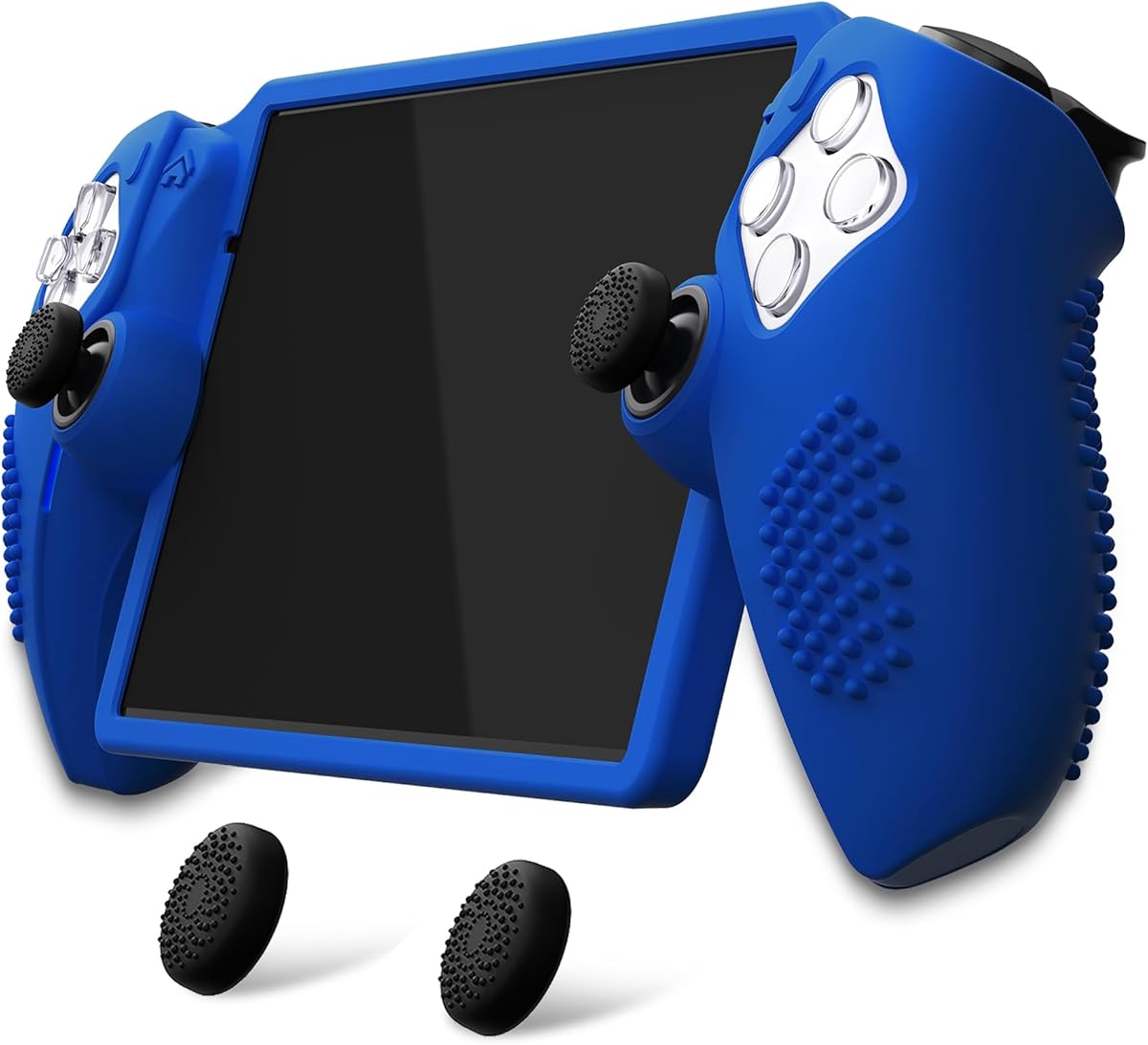 PlayVital Design for PS Portal Silicone Protective Case with Thumb Grips – Enhanced Grip Comfort | Anti-Slip 3D Studded Design | Full Protection Blue