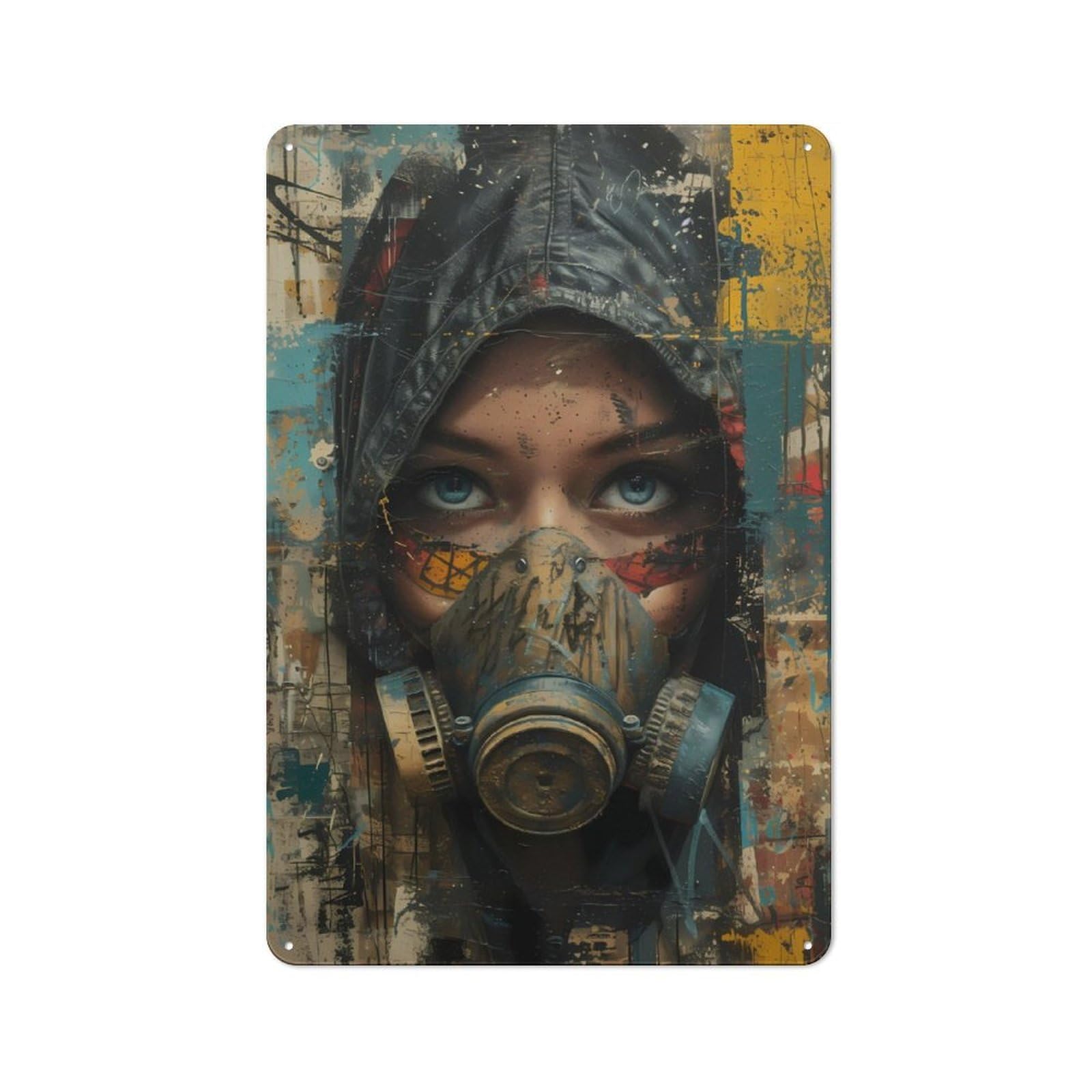 Junmoney Dystopian Muse Tin Wall Sign 30X20cm, Character Room Wall Plaque For Bedroom, Kitchen, Office Or Living Room