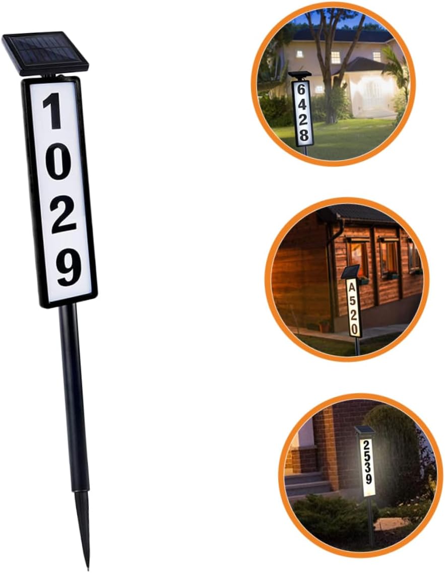 Outdoor Solar House Numbers Light Easy Install Address Decor Solar Led Sign
