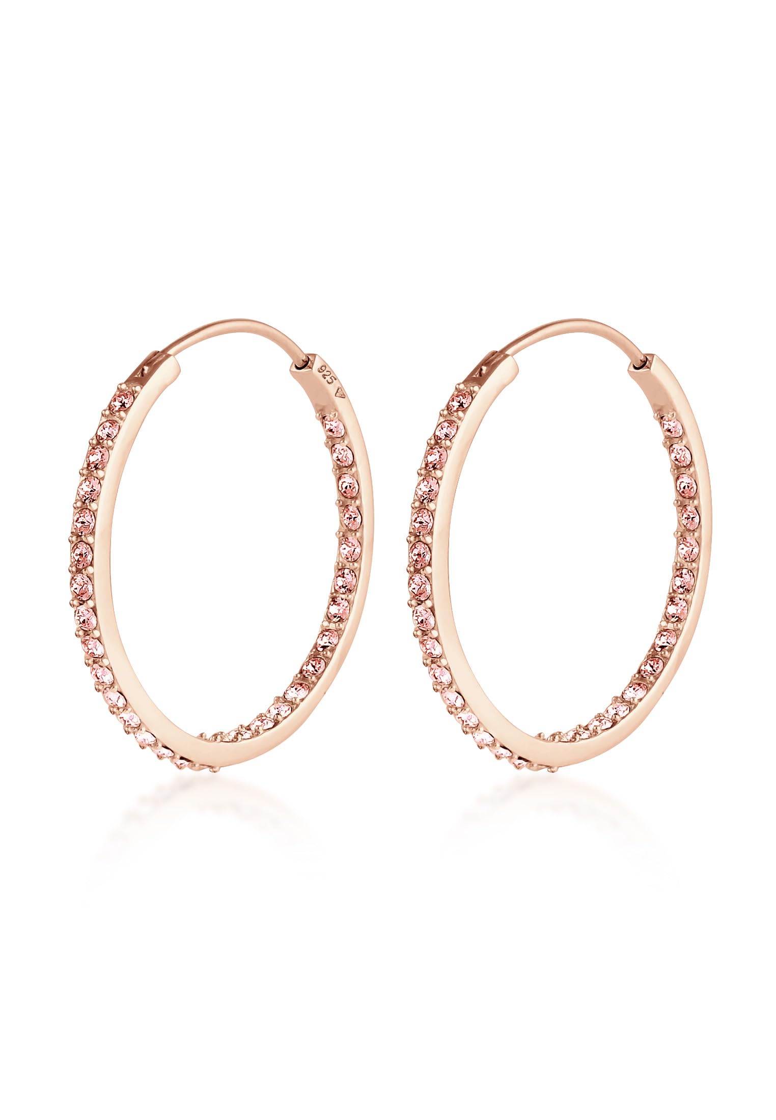 Elli Earrings Creoles Basic Crystals 925 Sterling Silver Rose Gold Plated