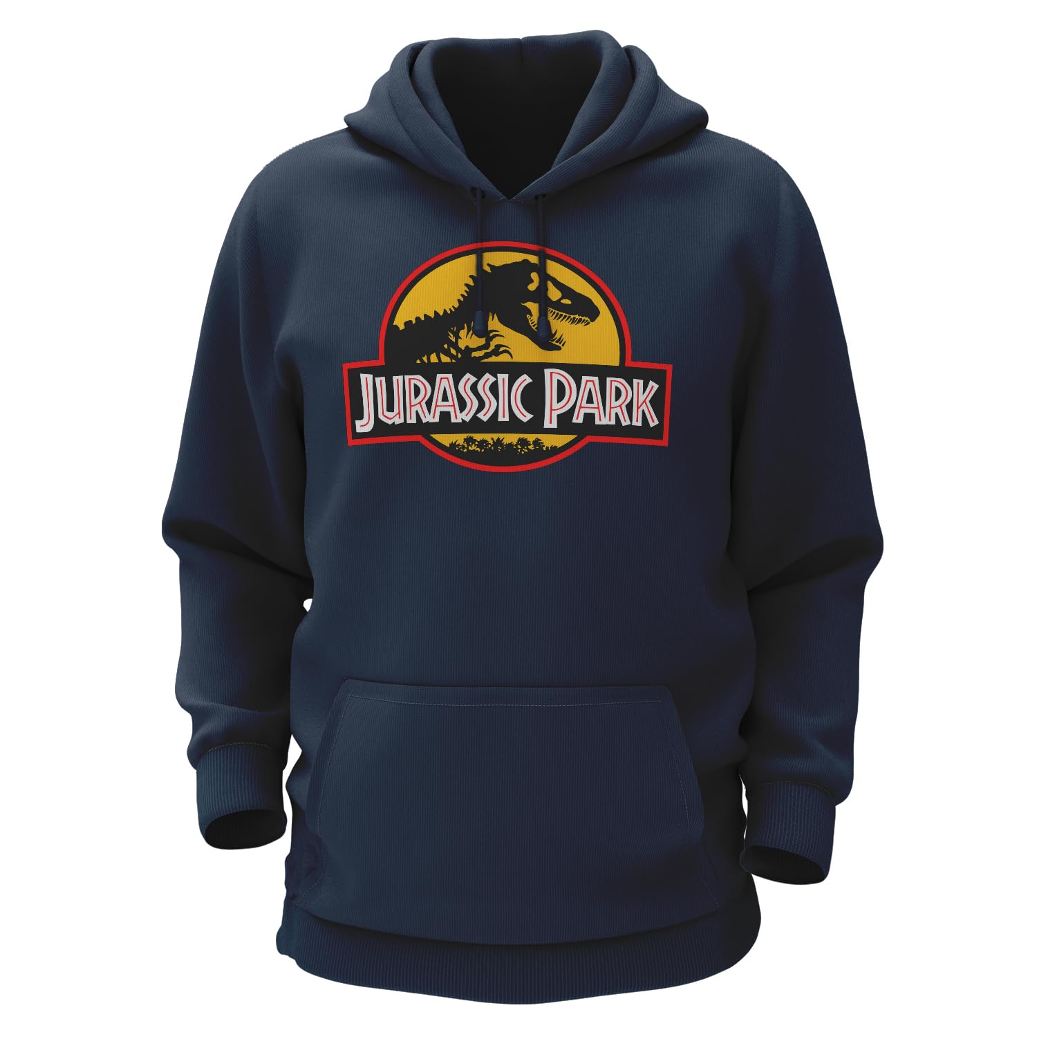 THE PRINT PLATTER Jurassic Park Navy Blue Cotton Hoodie Bio Wash | Movie Pop Culture 330gsm Sweatshirt with Hood for Winter | H-R54