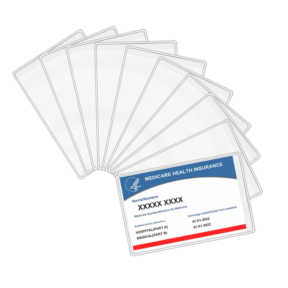 WTQ10 Pack - WTQ Waterproof Medicare Card Holder, Protector Sleeve for Credit Card License ID Business Card
