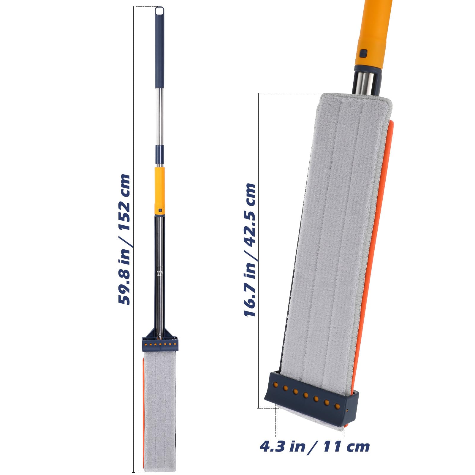 Ciieeo Fregona Plana Grande 6 Almohadillas de Microfibra Azul, Trapeador sin Lavado, Alta Absorción y Fácil Limpieza para Pisos, Adecuado Hogar y Limpiezas Rápidas
