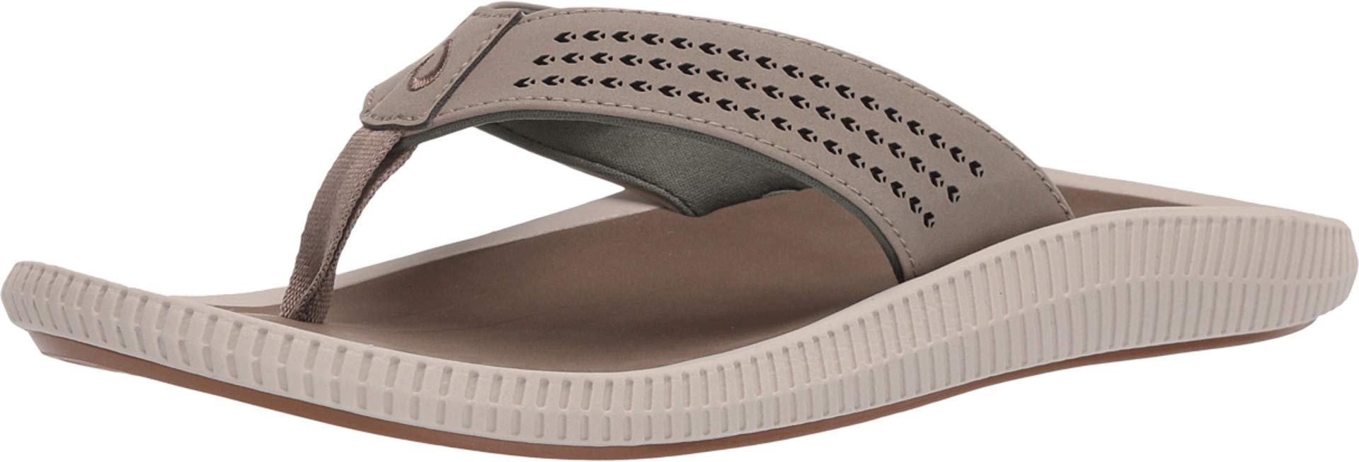 OLUKAIUlele Men's Beach Sandals, Water Resistant Flip Flops, Arch Support & Comfort Fit, Lightweight & Durable, Enhanced Grip & Traction