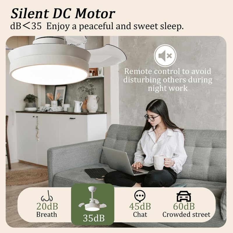 Plafonnier avec ventilateur LED 10in et sa télécommande blanche