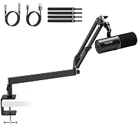 TONOR Microfono Gaming USB/XLR con Braccio Basso Profilo, Microfono Cardioide Dinamico per PC