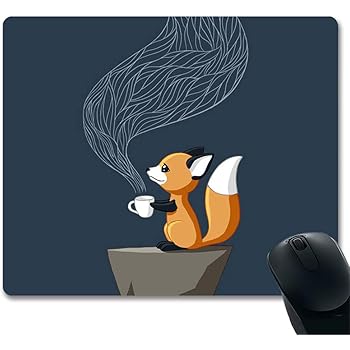 Amazon Com Cute Fox Drinking A Cup Of Tea Interesting Unique Design Gaming Mouse Pad Office Products
