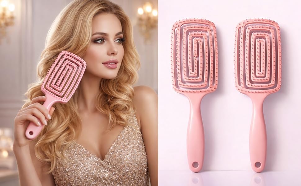 Image of Wet Hair Detangling Brush | Vented No-Tangle Hair Brush for Wet & Dry Use | Glide Through Knots Easily | Detangler for Kids, Women & Men | Gentle & Lightweight Styling Tool