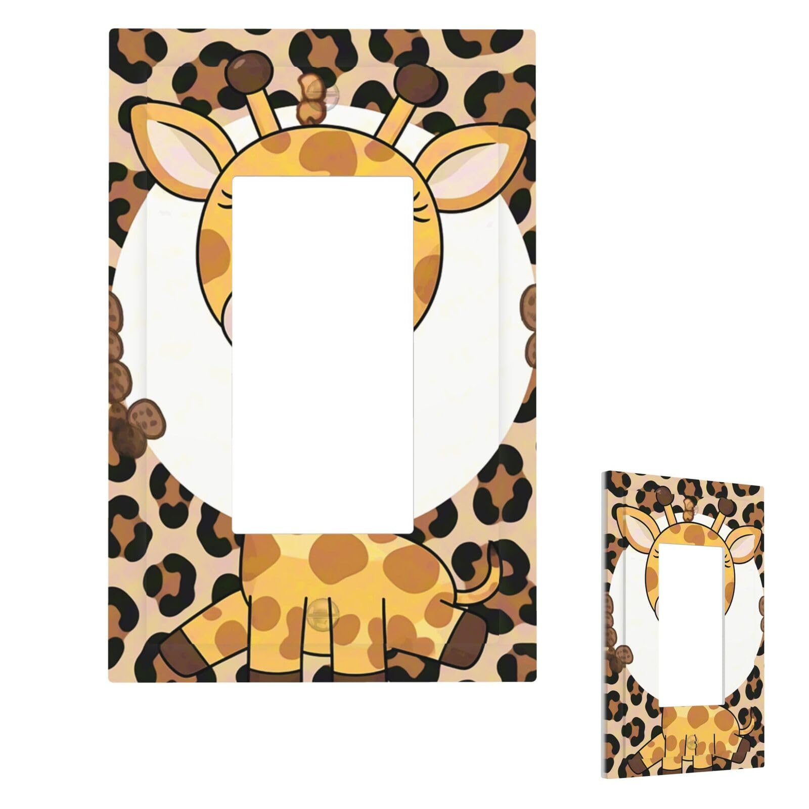 Cute Giraffe Wall Plate Cover Modern Decorative 1 Gang Light Switch Cover Unbreakable Receptacle Outlet Covers For Living Room Bedroom Home Decor 1 Gang