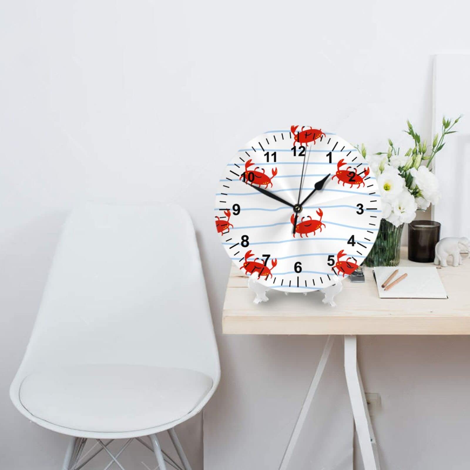 Amazon.co.jp: 赤いカニさん 掛け時計 壁掛け時計 壁時計 静音 連続