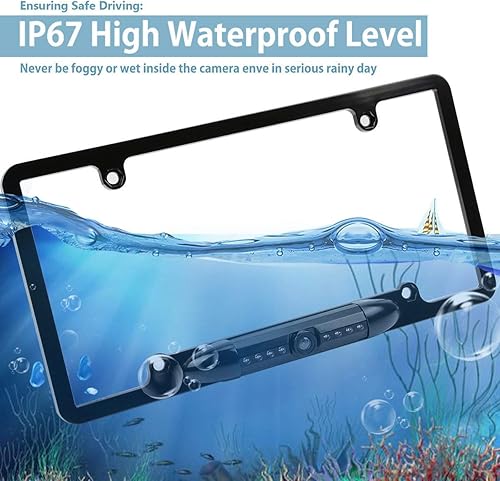 Miniatura 4 de Marco de matrícula cámara de reserva visión nocturna cámara de visión trasera del automóvil con 8 luces LED brillantes ángulo de visión de 170