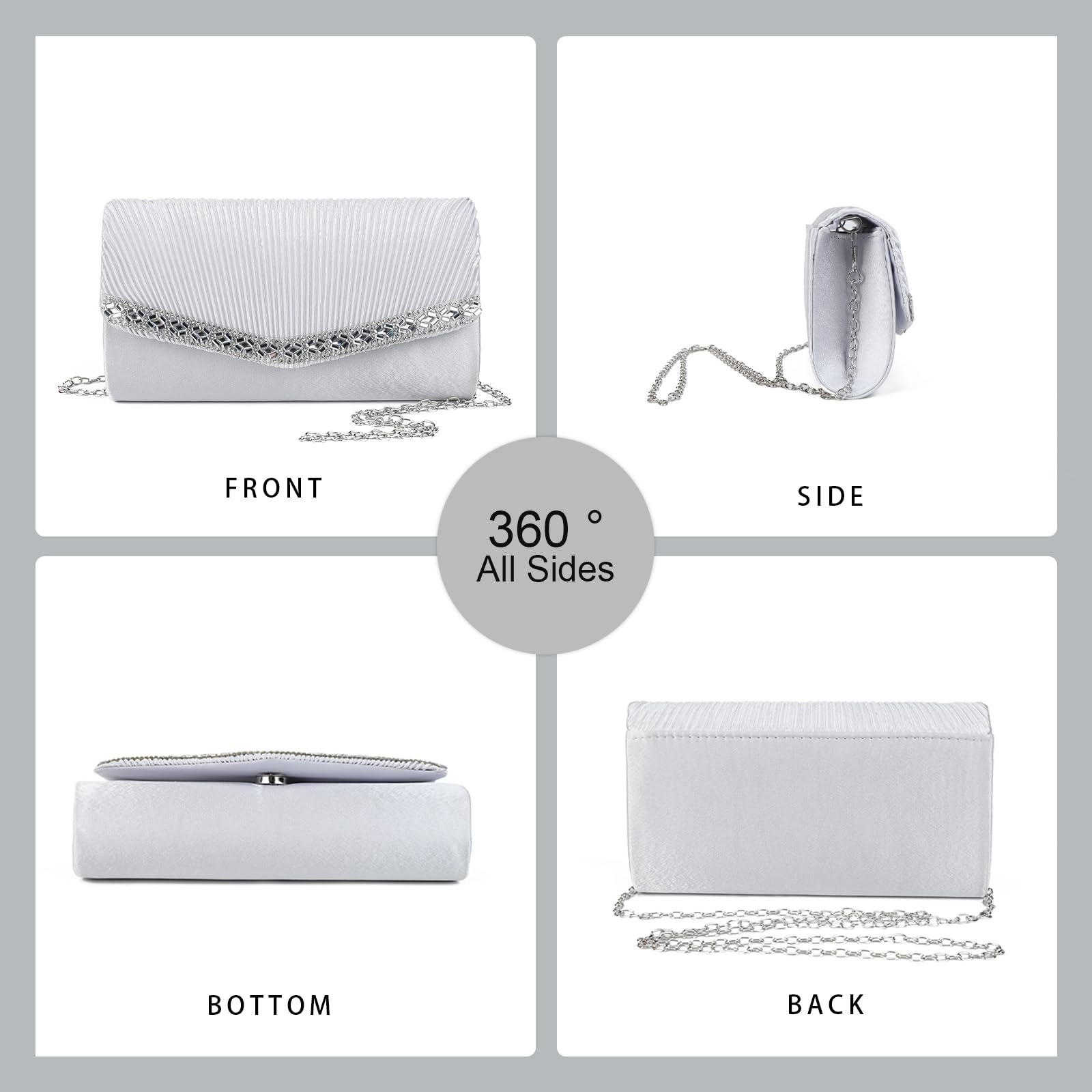 Gladdon Clutch damska błyszcząca torebka wieczorowa, błyszcząca, elegancka kopertówka, kamienie strasu, torba na ramię na wesele, imprezę, bankiet, święta, prezent