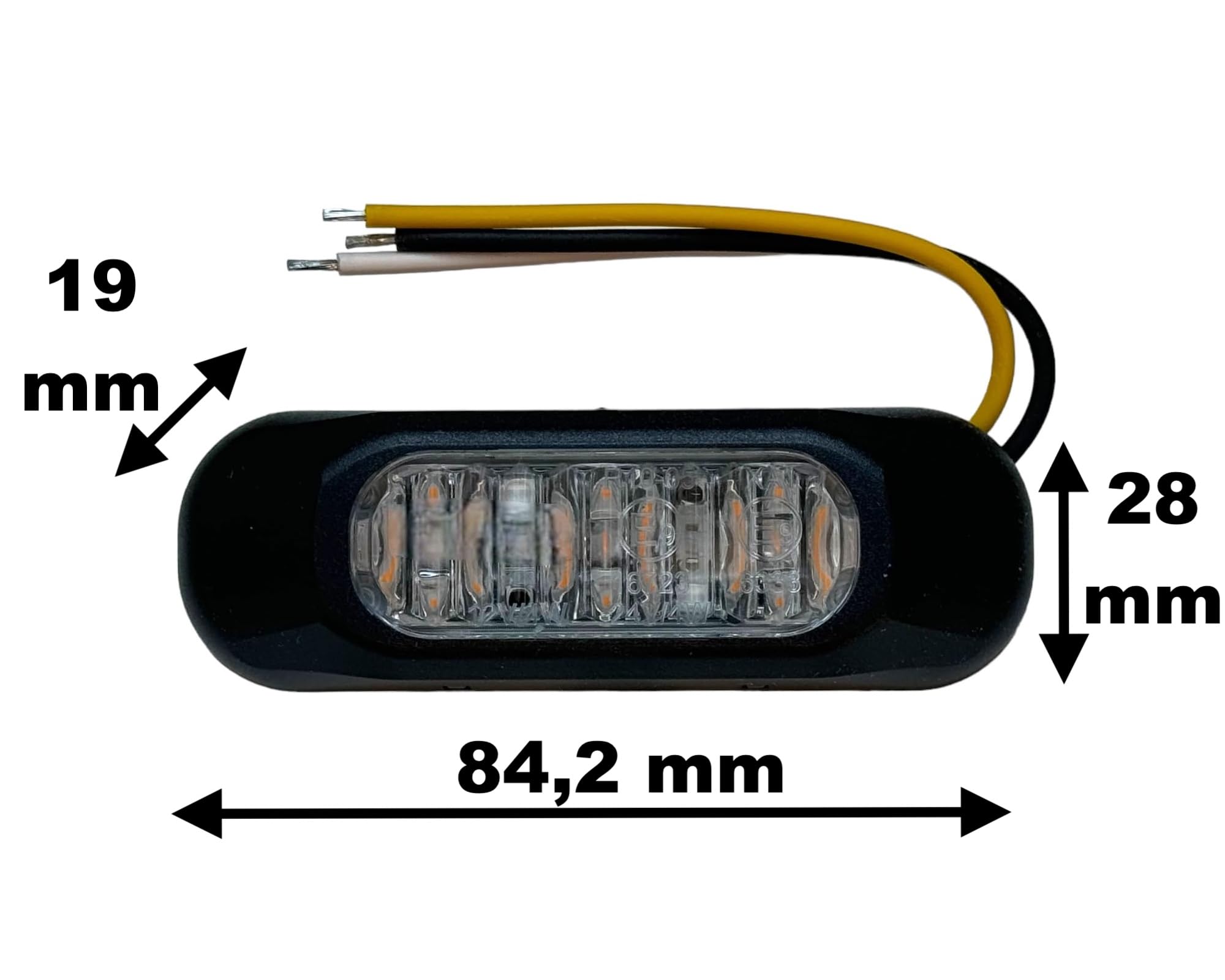 2x Synchronisierte LED Warnleuchte 12/24V IP68 E9 R65 – Gelb – 3 Blitzmodi – für PKW LKW Transporter Abschleppwagen – EMV zertifiziert – Stoßfest – Universal Montage