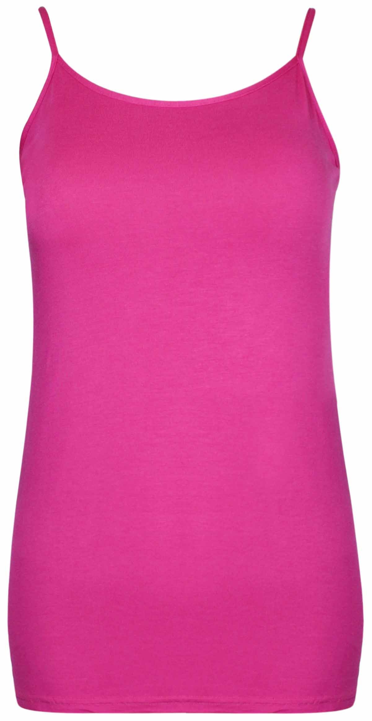Purple Hanger Womens New Plain Sleeveless Ladies Stretch Lightweight Strappy Camisole Vest Tank Top Plus Size Cerise Size 16