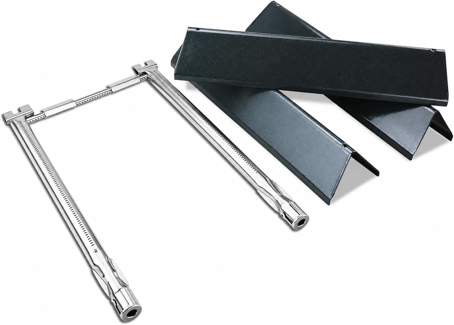 Uniflasy 7635 Flavorizer Bars and 69785 Grill Burner Tubes for Weber Spirit I & II 200 with Front Control, Spirit E210, E220, S210, S220, for Weber 15.3 Inch 7635 Flavor Bars and 69785 Burner Pipe