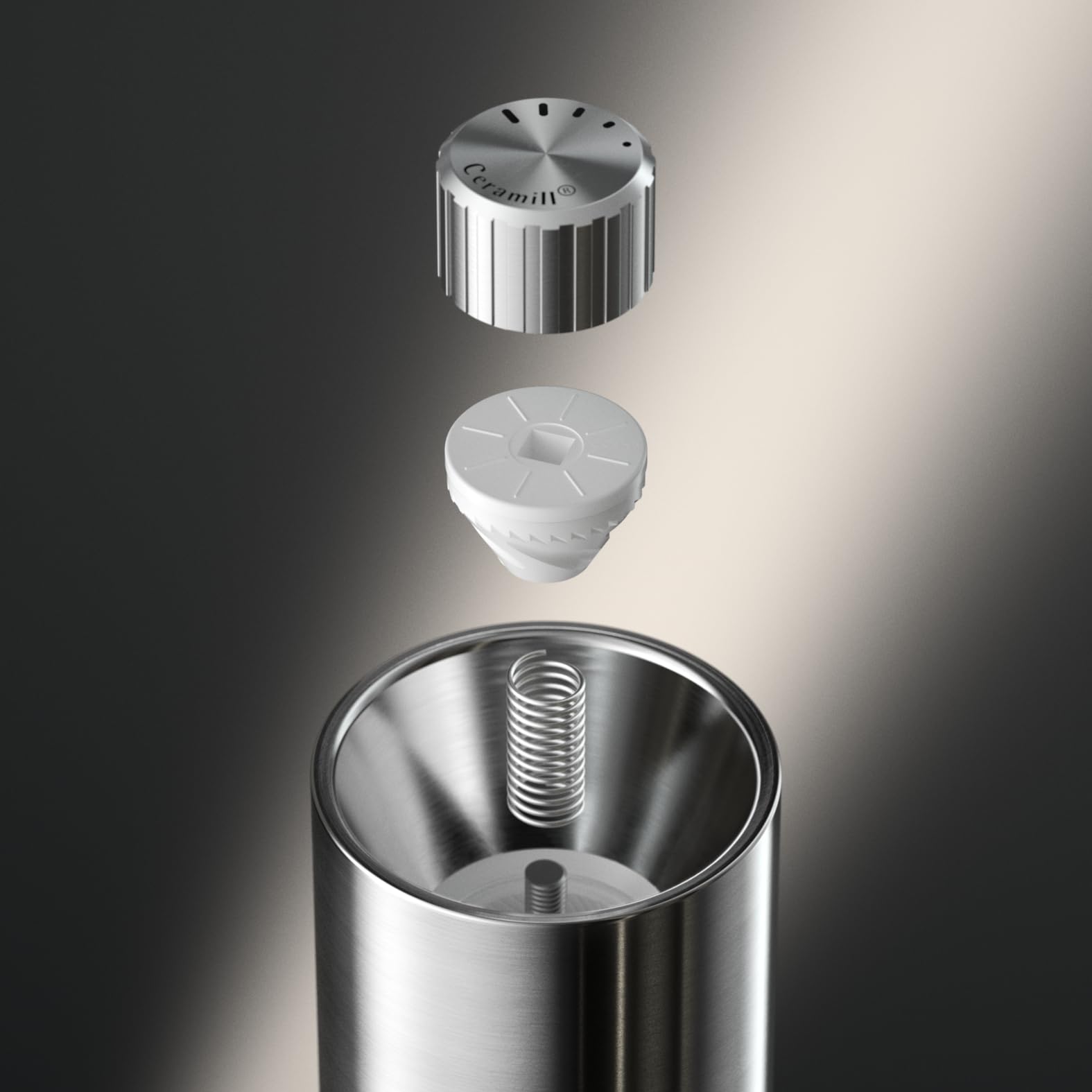 WMF Signature Pro Gewürzmühle – Salz- und Pfeffermühle mit Keramikmahlwerk, einstellbarem Mahlgrad, leicht befüllbar, magnetischem Aromaschutzdeckel, langlebiger Edelstahl, manuell