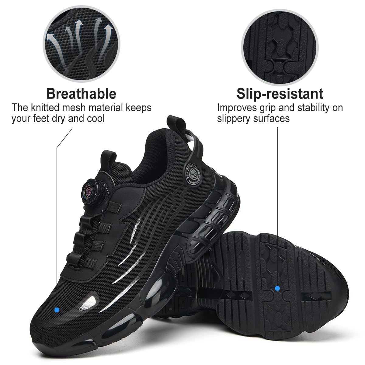 Arbeitsschuhe Sicherheitsschuhe Herren Damen Leicht Stahlkappenschuhe mit Stahlkappe Sportlich Atmungsaktiv Schnellverschluss Safety Shoes 38-46 EU