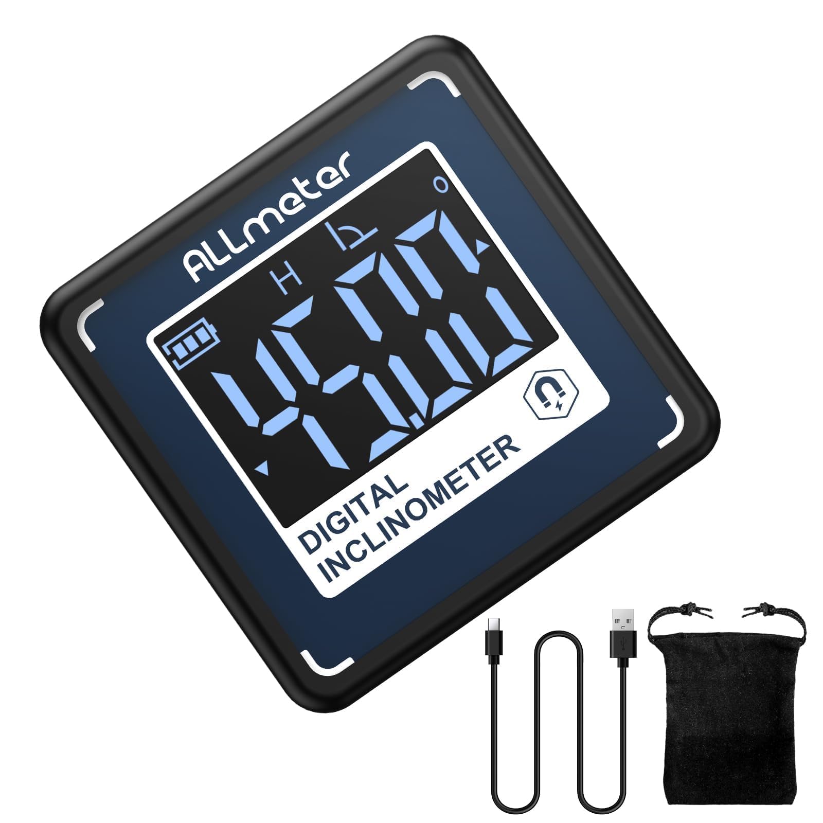 Mini Inclinomètre Numérique Magnétique 4 x 90 ° étanche IP54, Rapporteur d'angle Portable, Type C Rechargeable, Pour Travail du bois, Construction, Décoration, Enseignement en classe