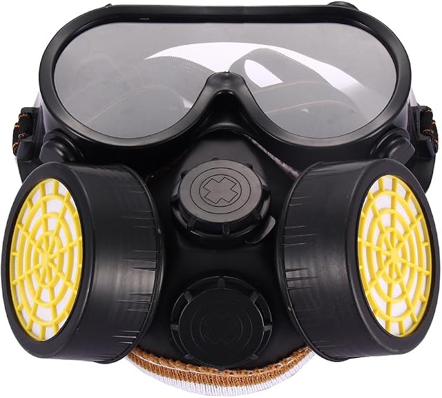 rayinblue ABB767576 Anti-Dust Spray Paint Industrial Chemical Gas Respirator Mask Glasses Goggles Set, As Shown in The Picture