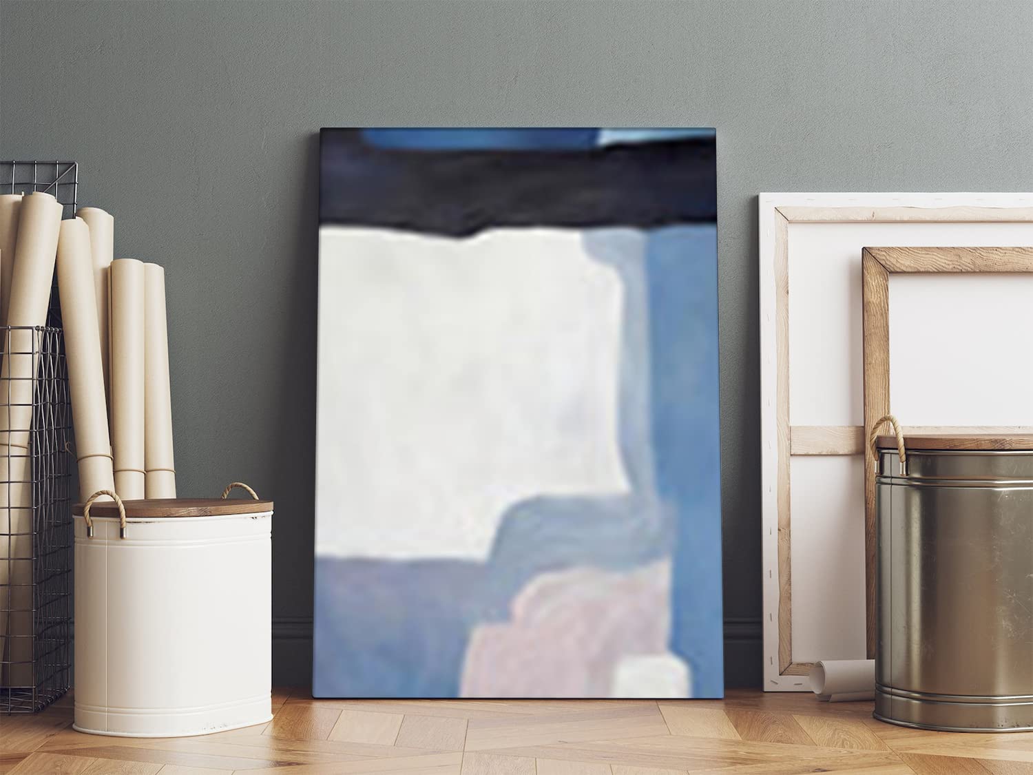 VERRE ART Printed Framed Canvas Painting for Home Decor Office Wall Studio Wall Living Room Decoration (14x22inch Wrapped) - Blue Equilibra Canvas A