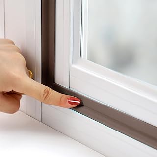 MOPMS Draft Stopper Sweep, Door Weatherproofing Stripping, Window Seal Strip Self-adhisive Soundproof Seal Strip Cuttable Window Weather Stripping, Length 6.56Ft- Brown