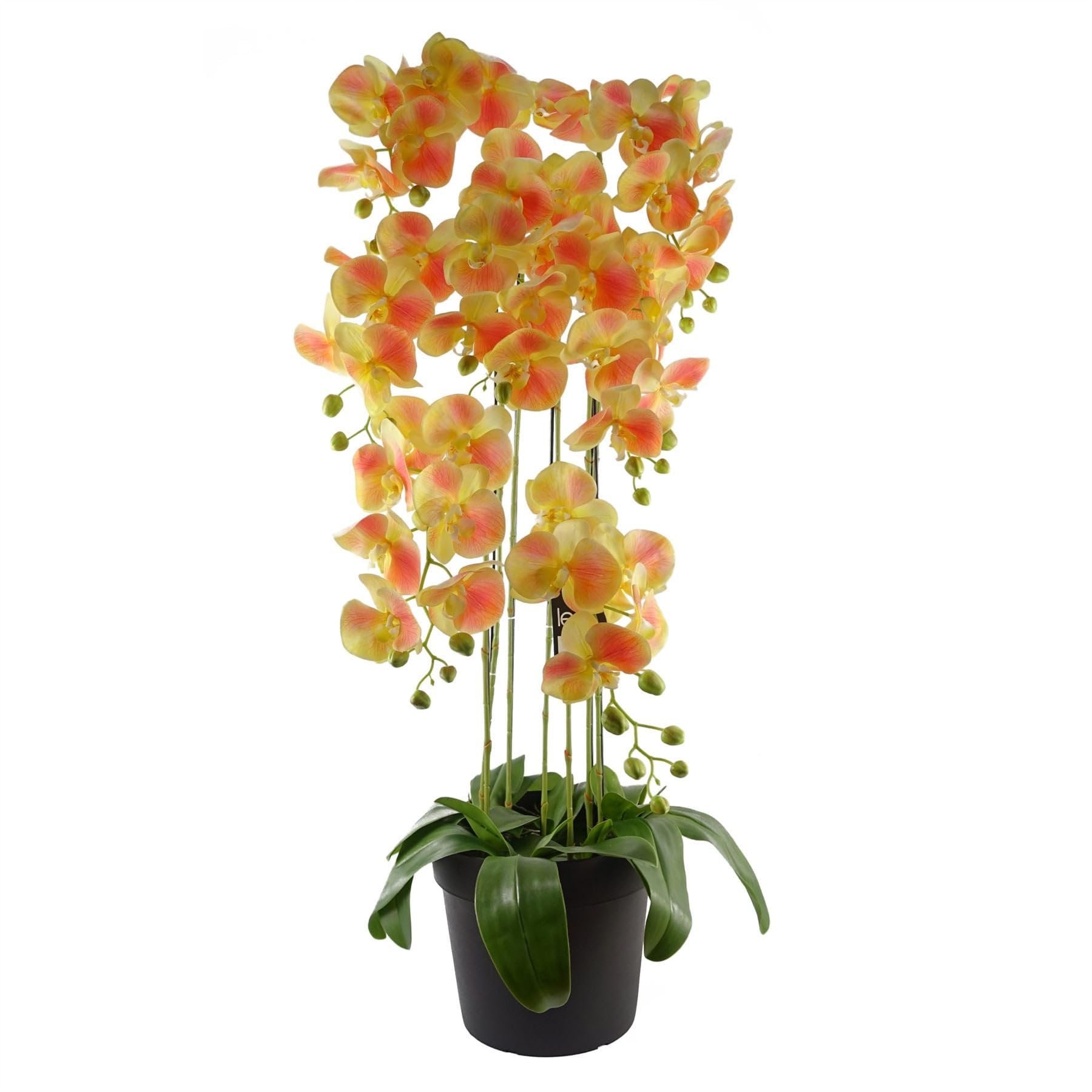 Large Yellow Artificial Orchid Plant - 110cm - 41 Real Touch Flowers - Botanik