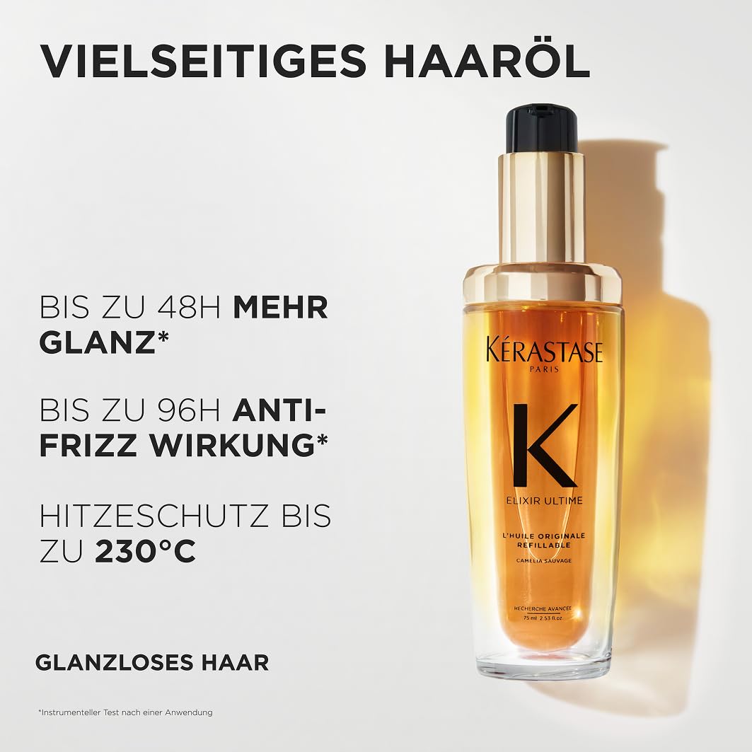 Kérastase Haaröl für trockenes Haar, Pflegend und nährend für mehr Glanz, Hitzeschutz und Anti-Frizz, Nachfüllpackung, Huile Originale Elixir Ultime