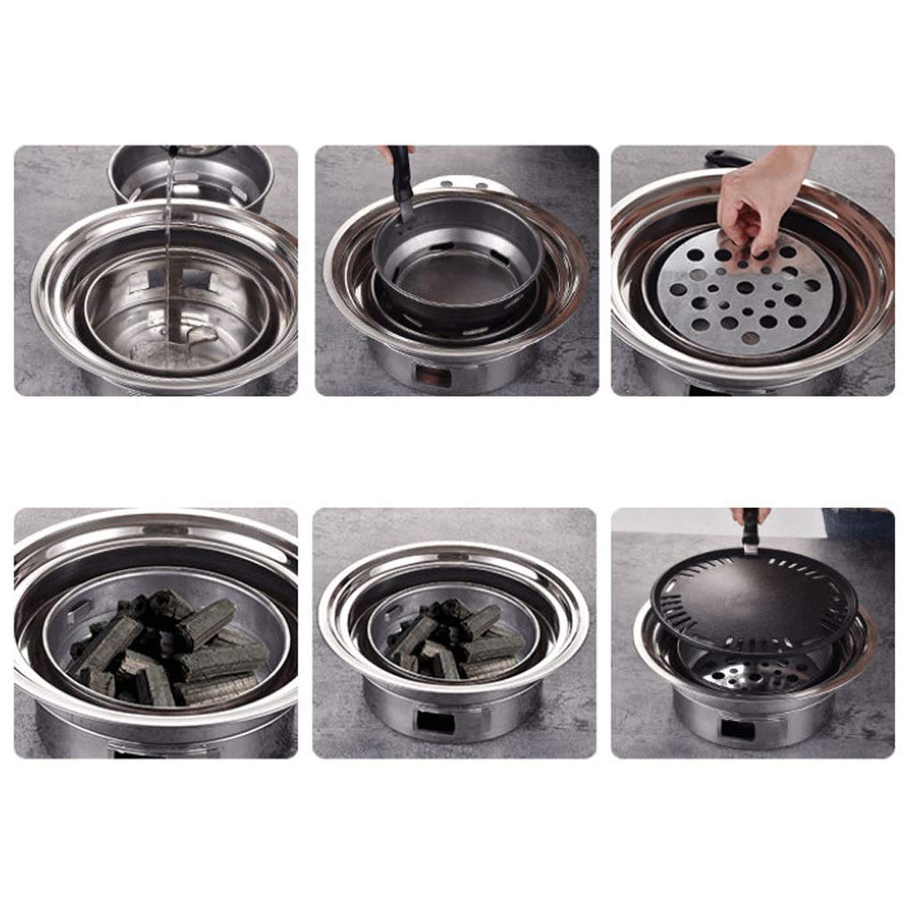 Ogród ognisko okrągłe ze stali nierdzewnej 40 cm na zewnątrz patio stal ognisko miska grill na podwórko, kemping, piknik, ognisko, ogród W miska do grilla (rozmiar: średni)