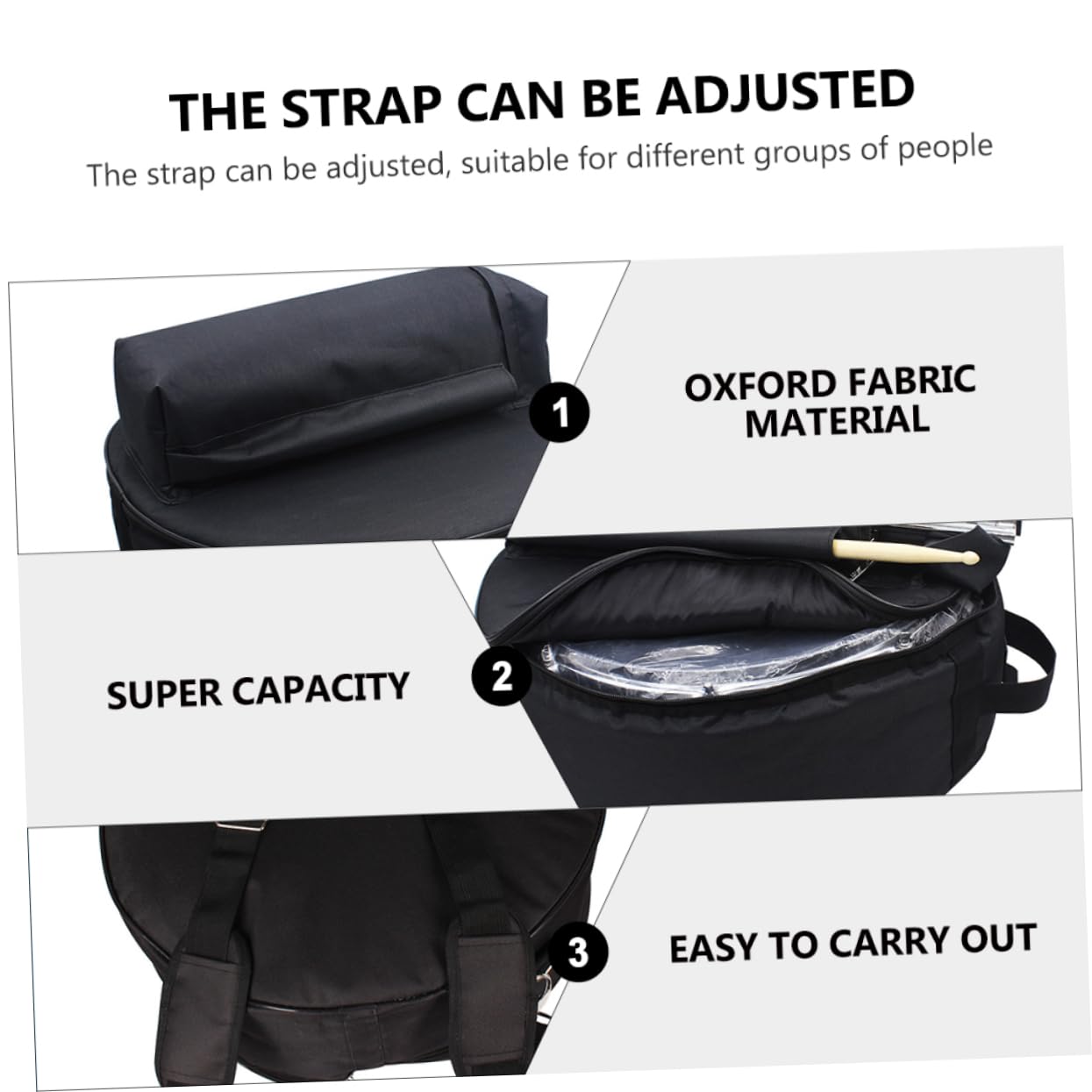 BESPORTBLE Drum Hardware Case Backpack Large Capacity Oxford Storage Bag for Percussion