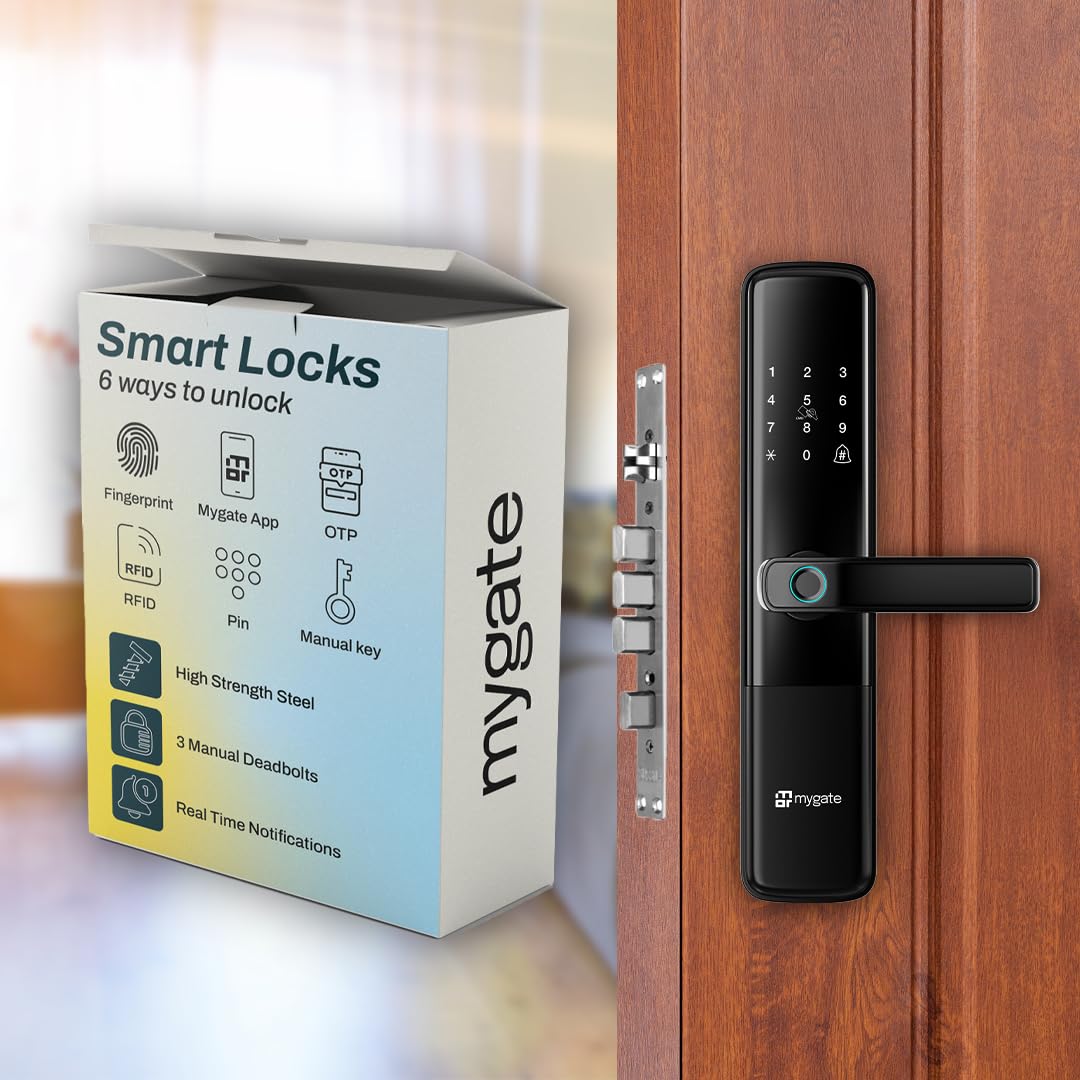 Mygate Smart Door Lock Plus with Inbuilt WiFi and 6-Way Unlock ...
