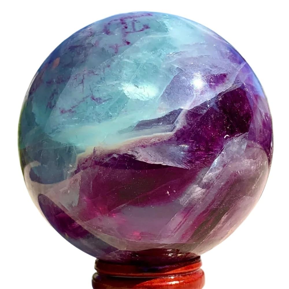 AARTERZZA 1pc 510-600g Colored Fluorite Spheres Gemstones Spiritual Gifts Room Decoration