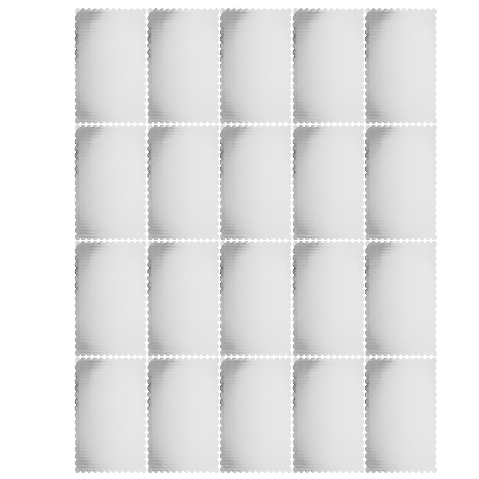 Base per Torte Rettangolare Ondulata in Carta Ondulata Bianca, Spessore 2mm, 20 Pezzi, Supporto Stabile e USA e Getta per Decorazioni di Dolci e Feste