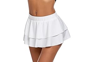 Women's Ultra-Feminine Pleated White Mini Skirt with Ruffled Lingerie Touch